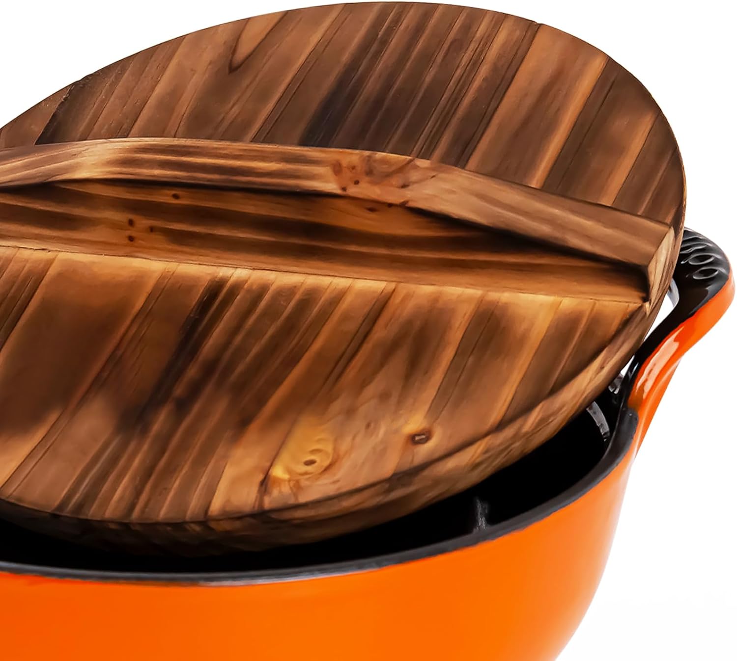 2 QT Black Enameled Cast Iron Dutch Oven,Iron Biryani Pot,Le Creuset,Instant Pot Bakeware Sets, Casserole Dishes for Oven - orange