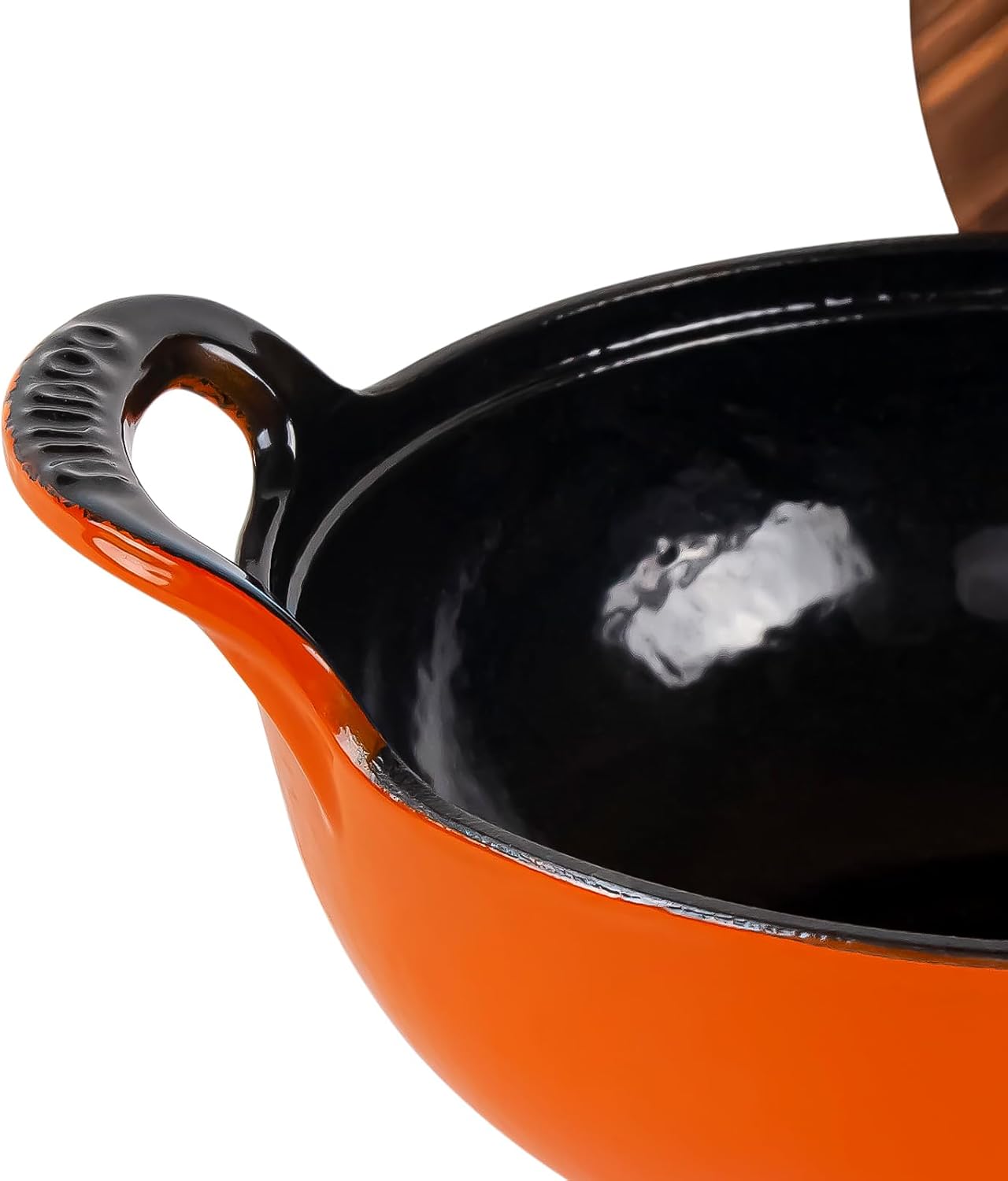 2 QT Black Enameled Cast Iron Dutch Oven,Iron Biryani Pot,Le Creuset,Instant Pot Bakeware Sets, Casserole Dishes for Oven - orange