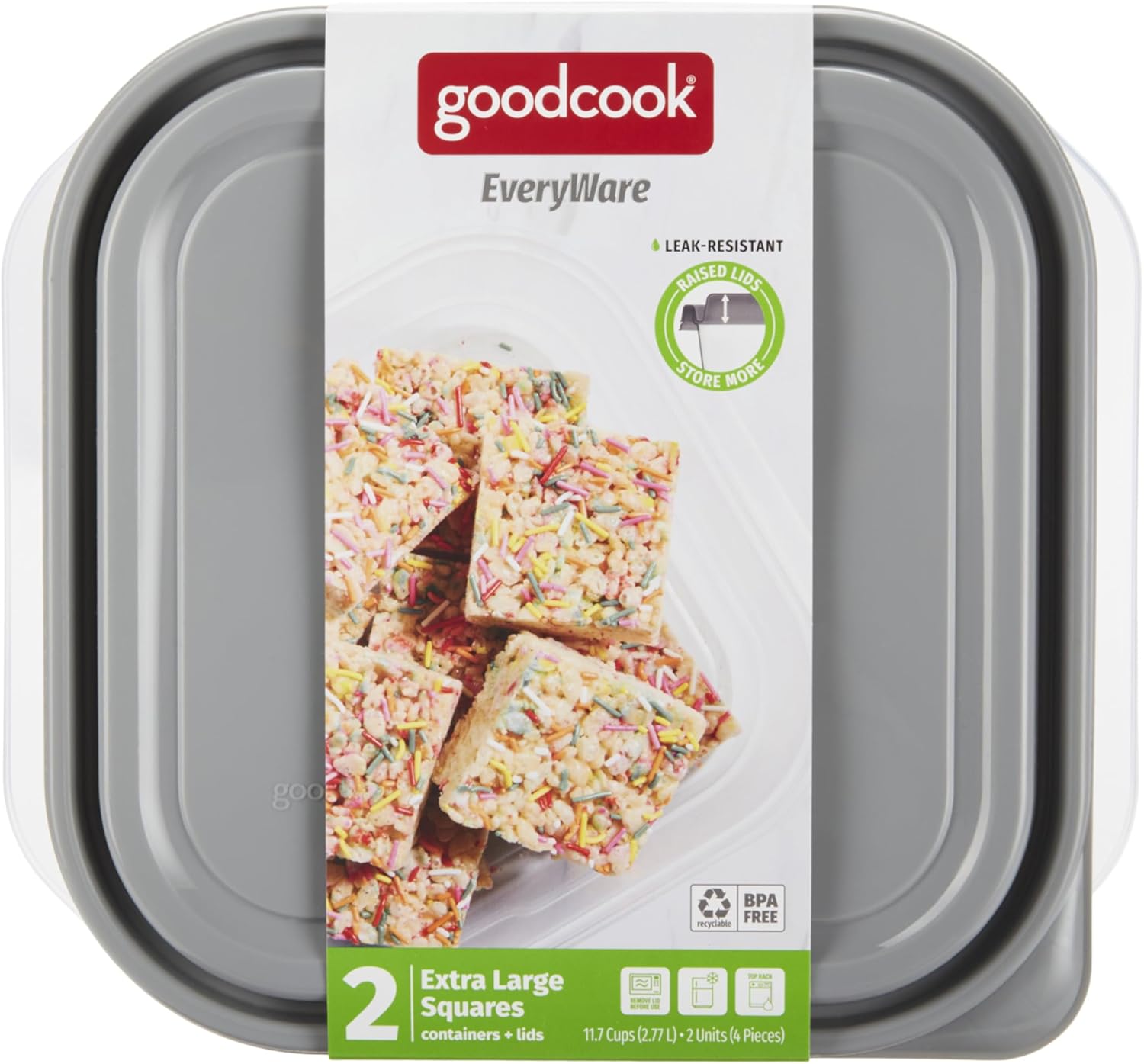 GoodCook EveryWare Extra Large Square Container 2 pack, Made Without BPA